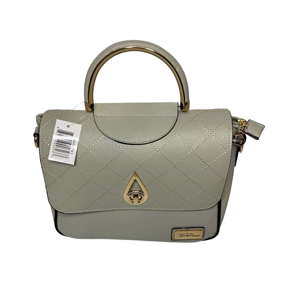 NWT Bella Russo Purse Handbag Light Gray Gold Hardware Quilted Shoulder Strap